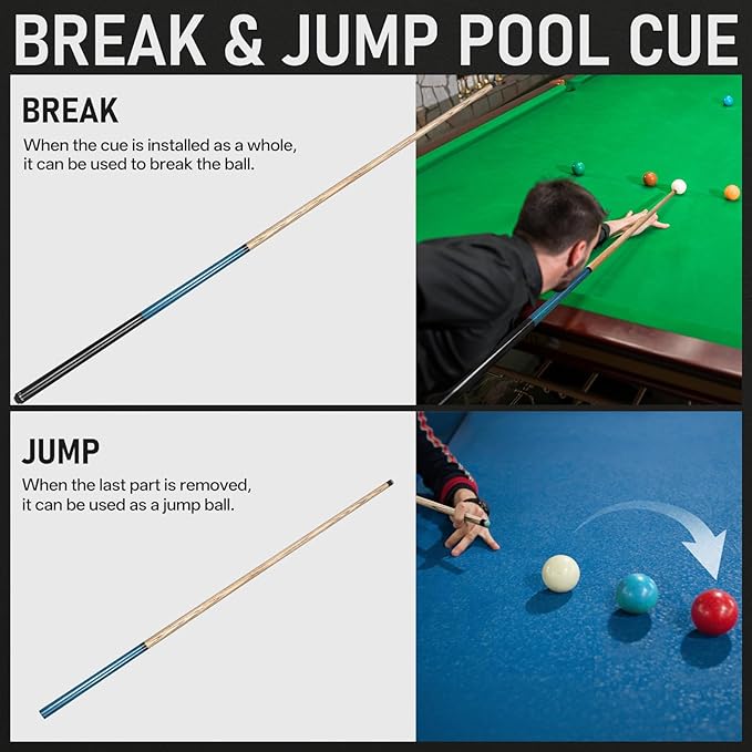 Kmise Break Jump Cue Stick - 21oz 23oz 25oz 28oz Pool Stick for Explosive Breaks and Effortless Jumps, Heavy Hitter Jump&Break Pool Cue with 14mm Pro Breaking Tip, Includes Pool Chalk and Glove