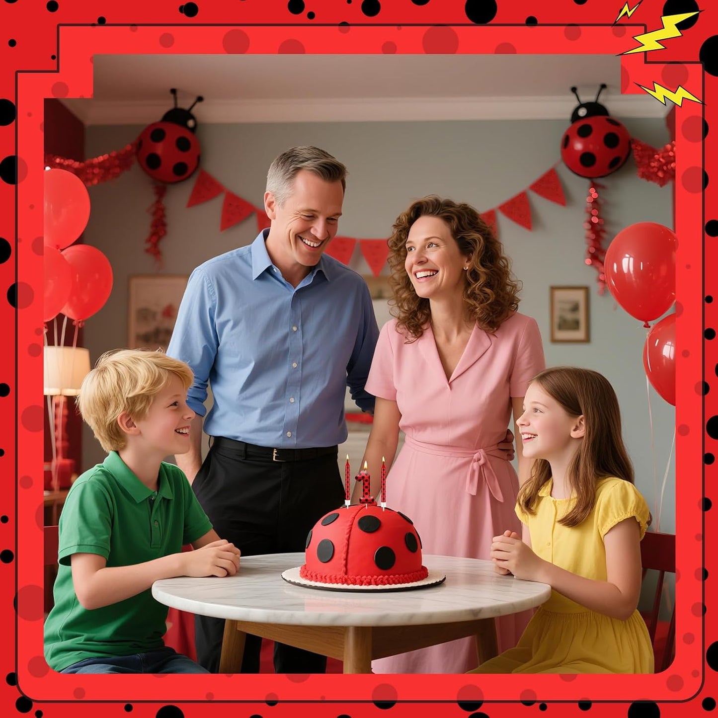 13PCS Ladybug Theme Birthday Candles Set - Red & Black Polka Dot Decorative Candles for Kids Ladybug Themed Parties, Baby Showers, Birthday Cakes, and Ladybird Inspired Celebrations(Number 1)