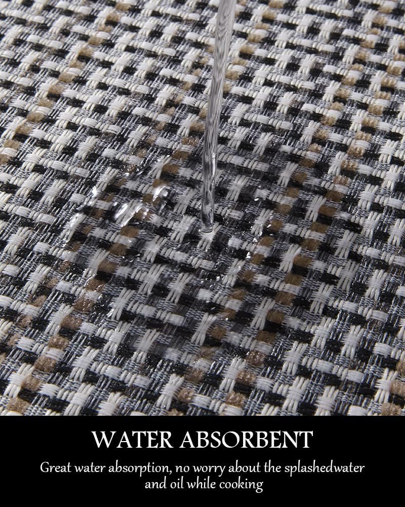 PADOOR Kitchen Mats for Floor, Kitchen Rugs Non Slip Washable, Rubber Backed Kitchen Runner Super Absorbent Kitchen Floor Mat Sink Rug, 17”x24” Brown