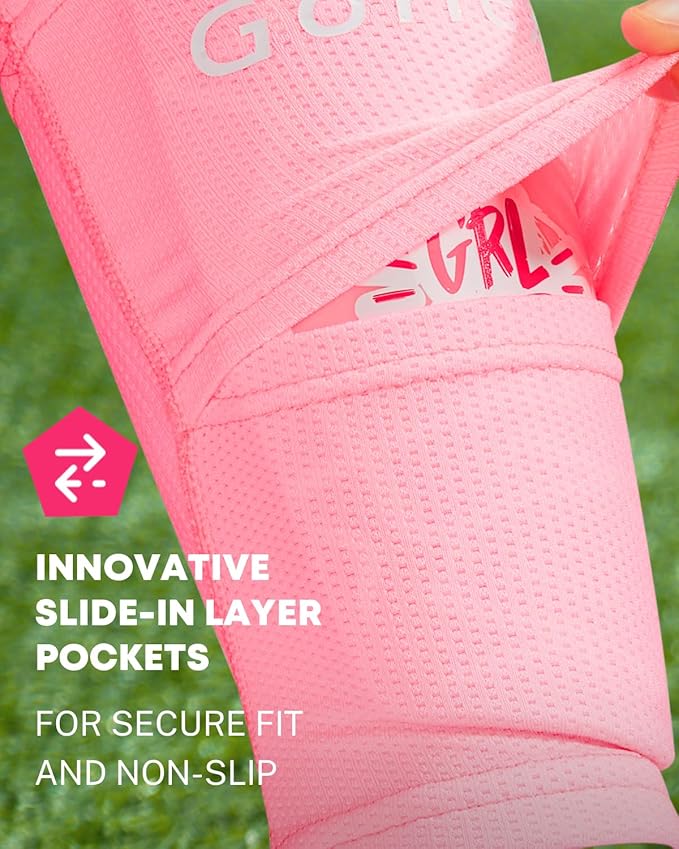 Gonex Soccer Shin Guards for Kids Adult, Youth Boys Girls Shin Guards Slip in Soccer Shin Pad Sleeves Canilleras for Football Games, EVA Cushion Protection Reduce Shocks & Injuries