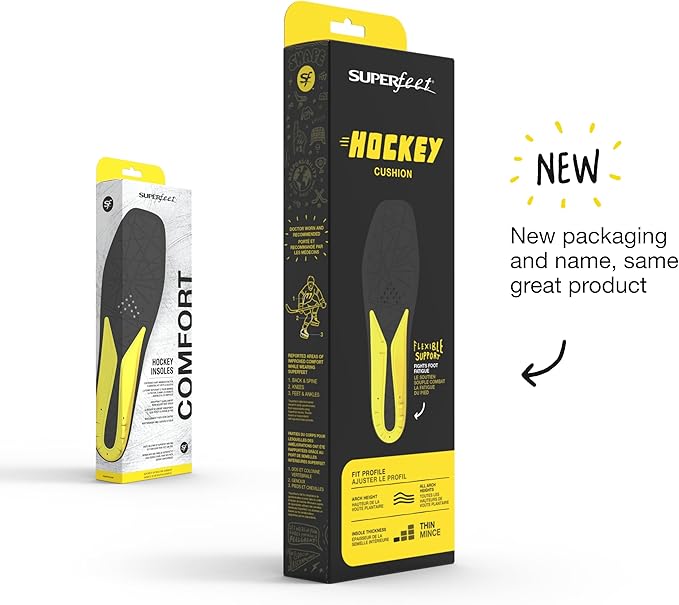 Superfeet Hockey Cushion Insoles - Foam Shoe Inserts for Skates - Professional Grade - Junior Skate Size 1-2