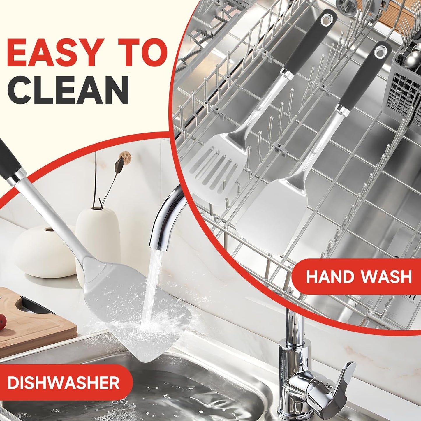 2 Pcs Stainless Steel Spatulas Set,14.2 Silver Slotted Turner, Solid Turner, Kitchen Cooking Utensils Set, High Heat Resistant, Grilling Frying Serving Food, Easy to Clean