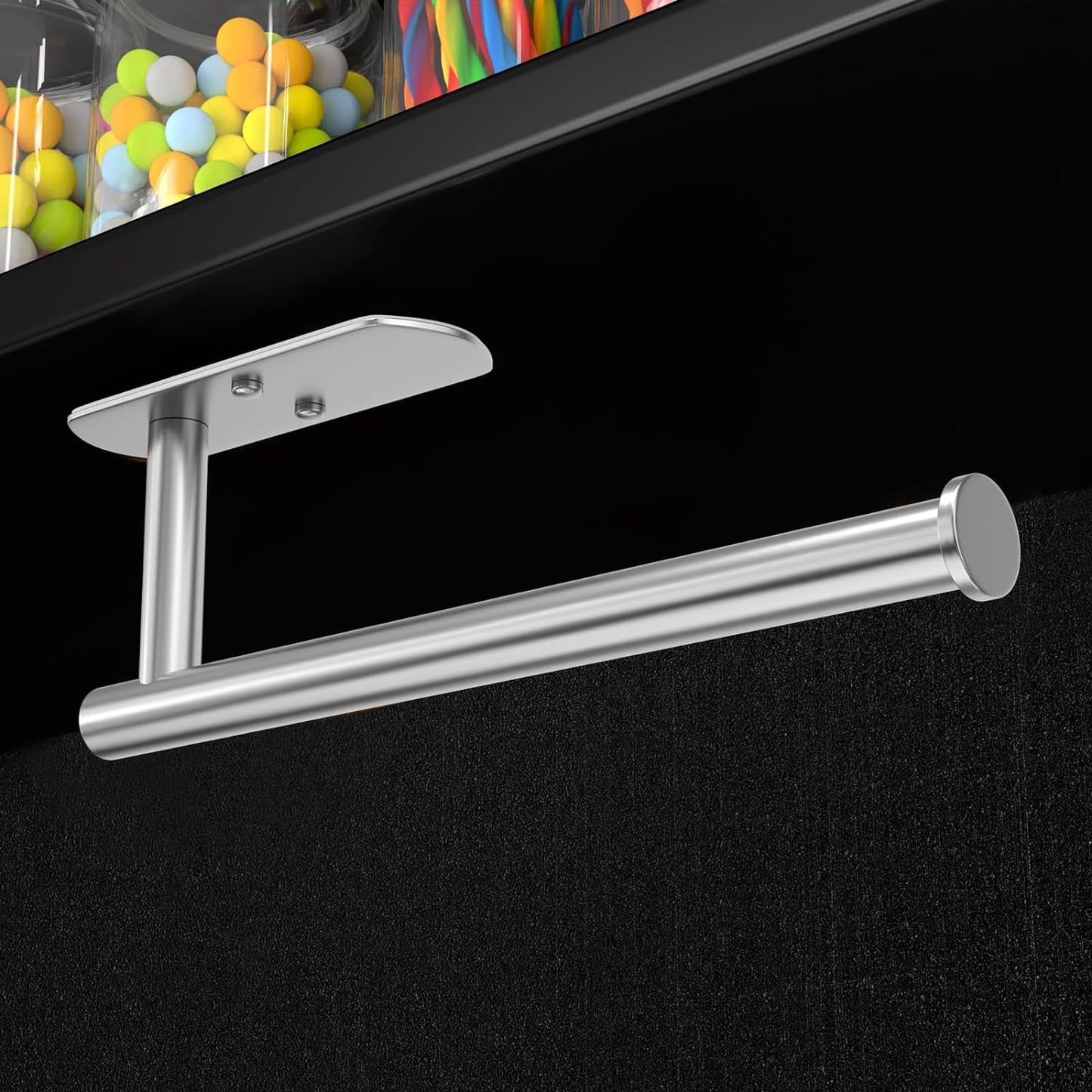 VAEHOLD Adhesive Paper Towel Holder Under Cabinet Mount, Wall Mounted Paper Towel Roll Holder for Kitchen Paper Towel, Stainless Steel（Silvery）