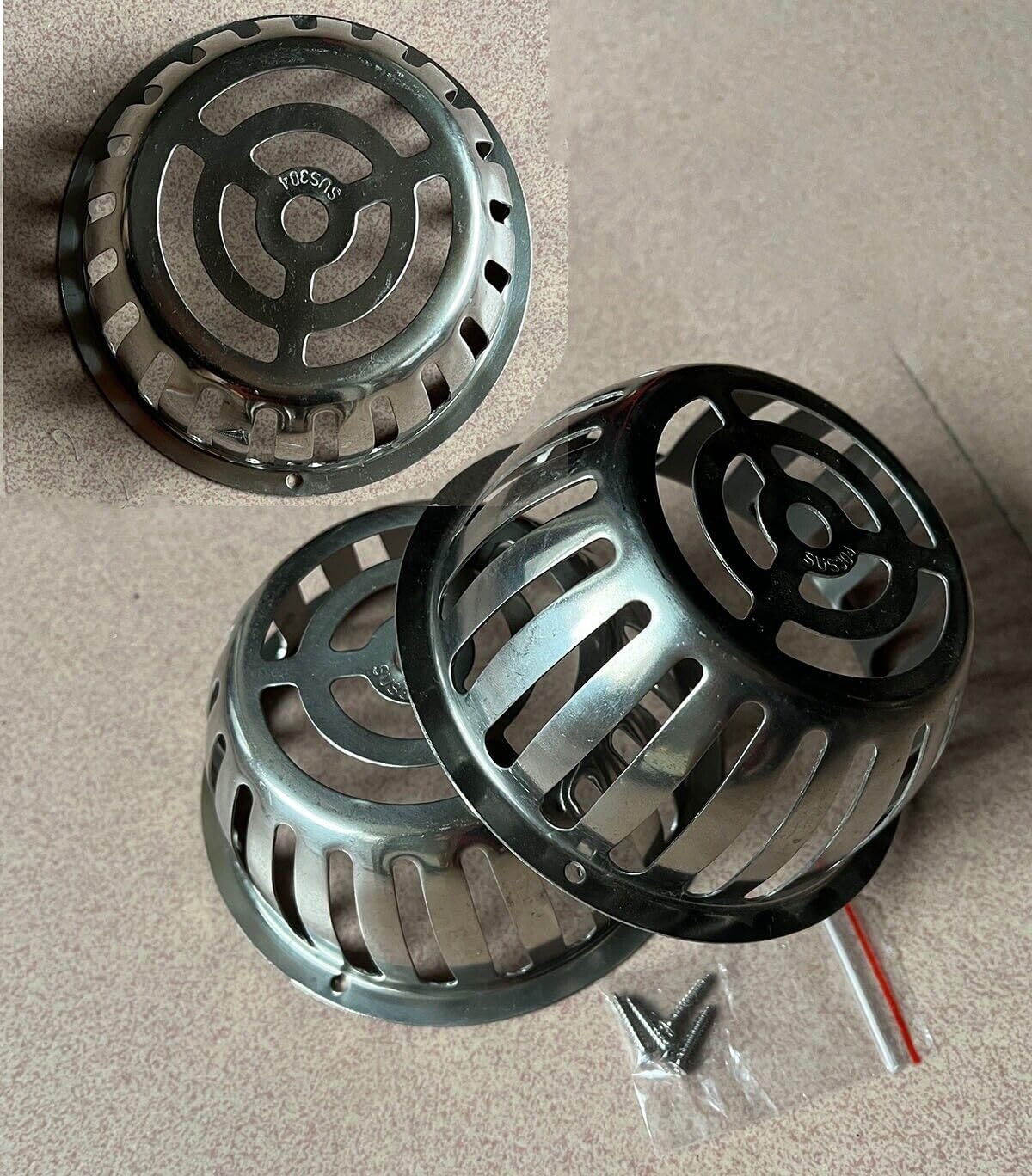 SUS304 Stainless Steel Roof Dome Drain Cover Strainer Anti-Clogging Atrium Grate 2pcs/pk (Φ: 5 inch)