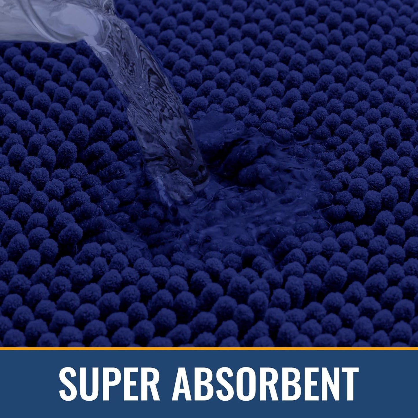 Arotive Bathroom Rugs 47x24, Extra Soft Absorbent Shaggy Chenille Bath Rugs, Machine Washable Rubber Backing Non-Slip Bath Mats for Bathroom Floor Tub and Shower, Home Decor Accessories, Navy