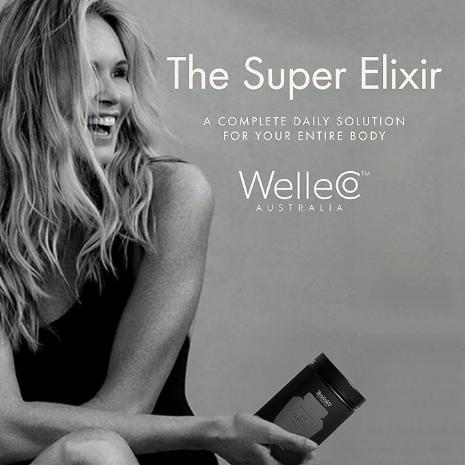WelleCo The Super Elixir Daily Greens Powder, Probiotic Drink Mix with Whole Foods, Gluten Free, Vegan Gut Health Powder, Energy, Immunity, Healthy Skin, Hair & Nails (300g, Unflavored) Jar