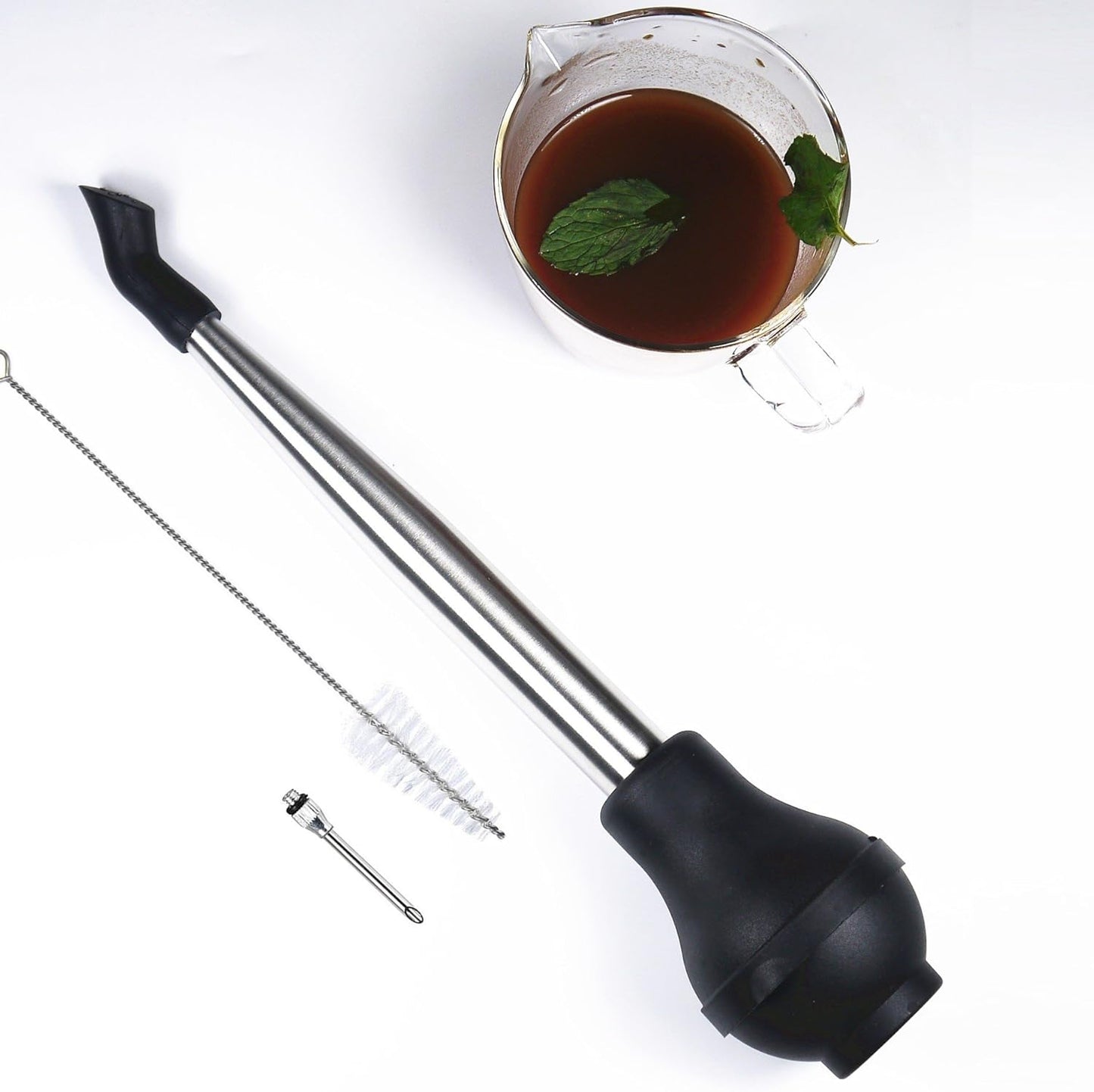 i Kito 4-in-1 Stainless Steel Turkey Baster Set With Meat Marinade Injector Silicone Infuser & Cleaning Brush
