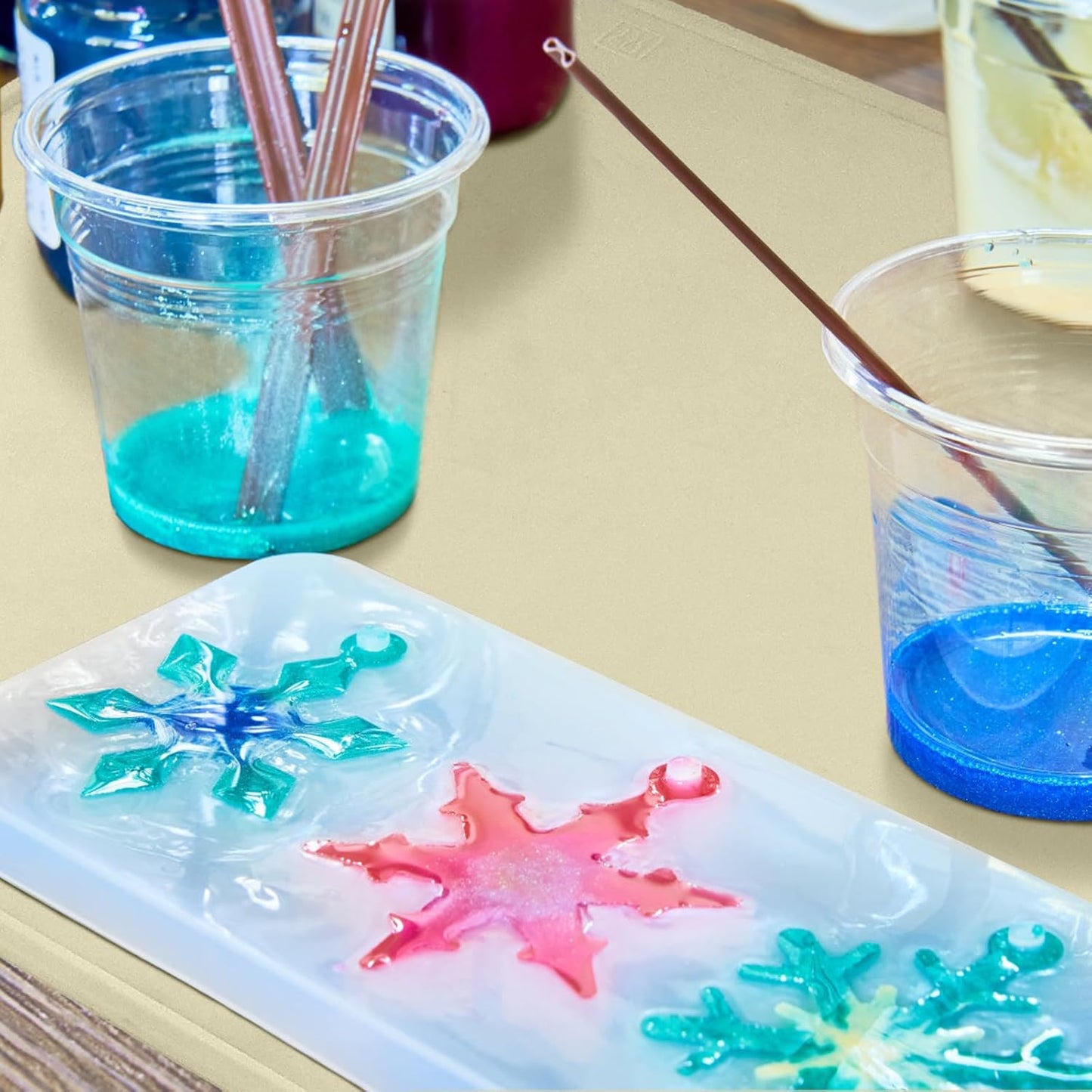 Large Silicone Mat 6 Pack, 20"x16" Silicone Craft Mats for Resin Jewelry Casting Molds, Food Grade Silicone Sheet with Raised Edge, Nonstick Waterproof, Cool Grey