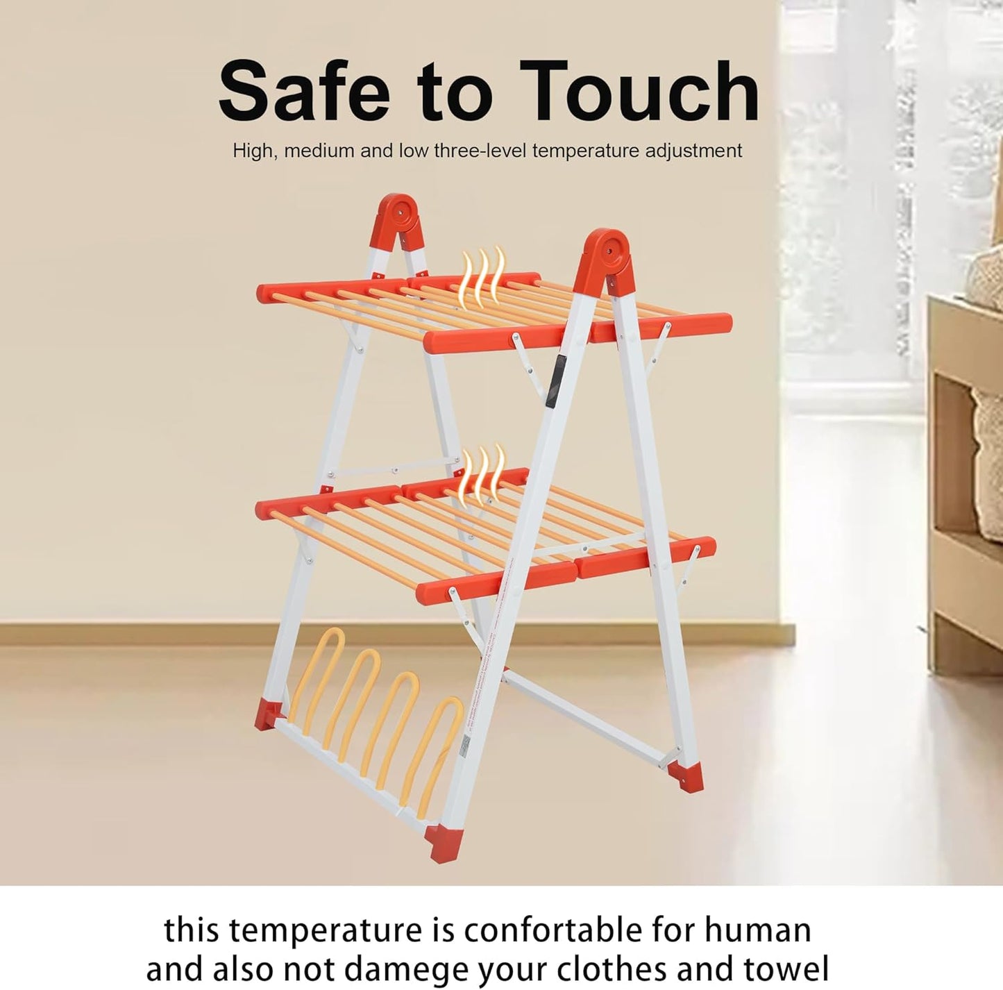 Electric Heated Clothes Drying Rack,Foldable Heated Garment Dryer with Timer Shut-Off Laundry Rack for Clothes Shoes Socks,Aluminum Alloy,Red,Plug & Play,(39.37x25.98x23.82in)