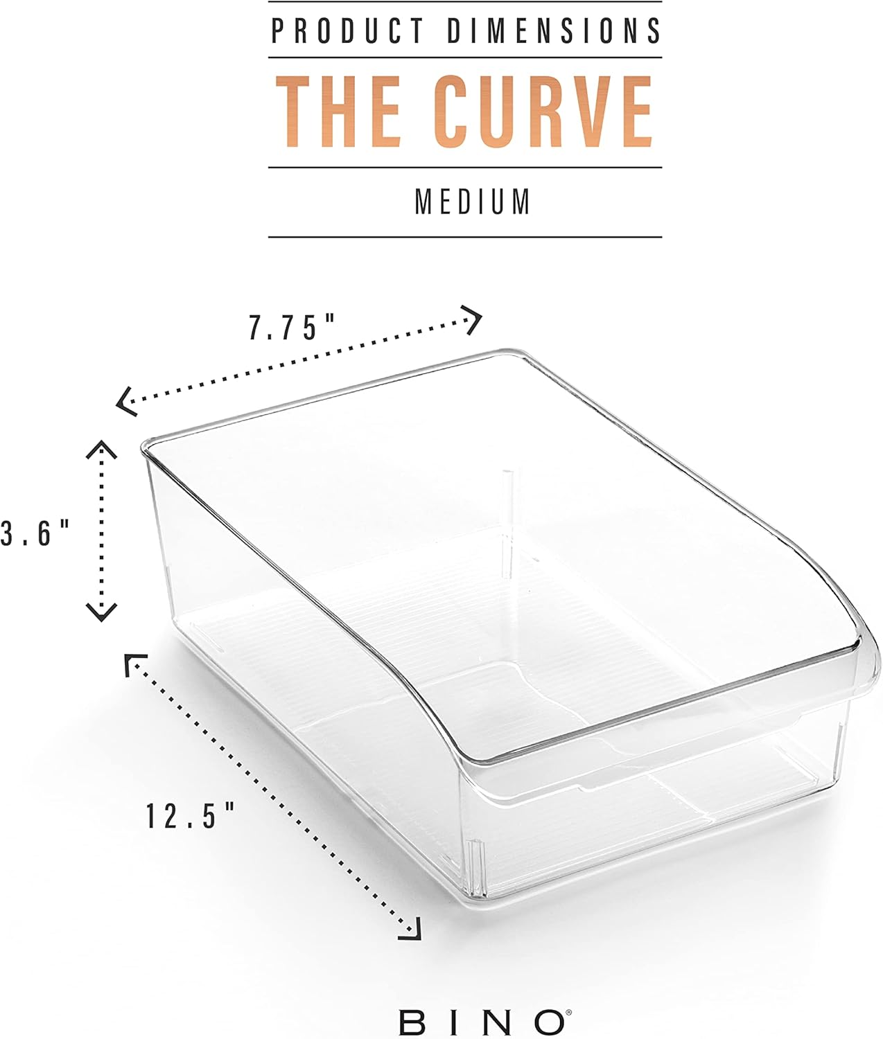 BINO | Plastic Storage Bins, Medium | THE CURVE COLLECTION | Multi-Use Organizer Bins | Storage Containers Kitchen, Pantry and Home Organization | Fridge Organizers | Pantry Organization and Storage