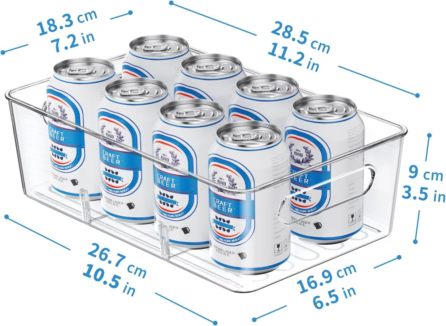 Pantry Organizers and Storage , 8 Pack Snack Organizer for Pantry Shelf,Food Storage Bins with Divider,Clear Containers for Organizing,Transparent Plastic Basket,Refrigerator and Fridge Bins