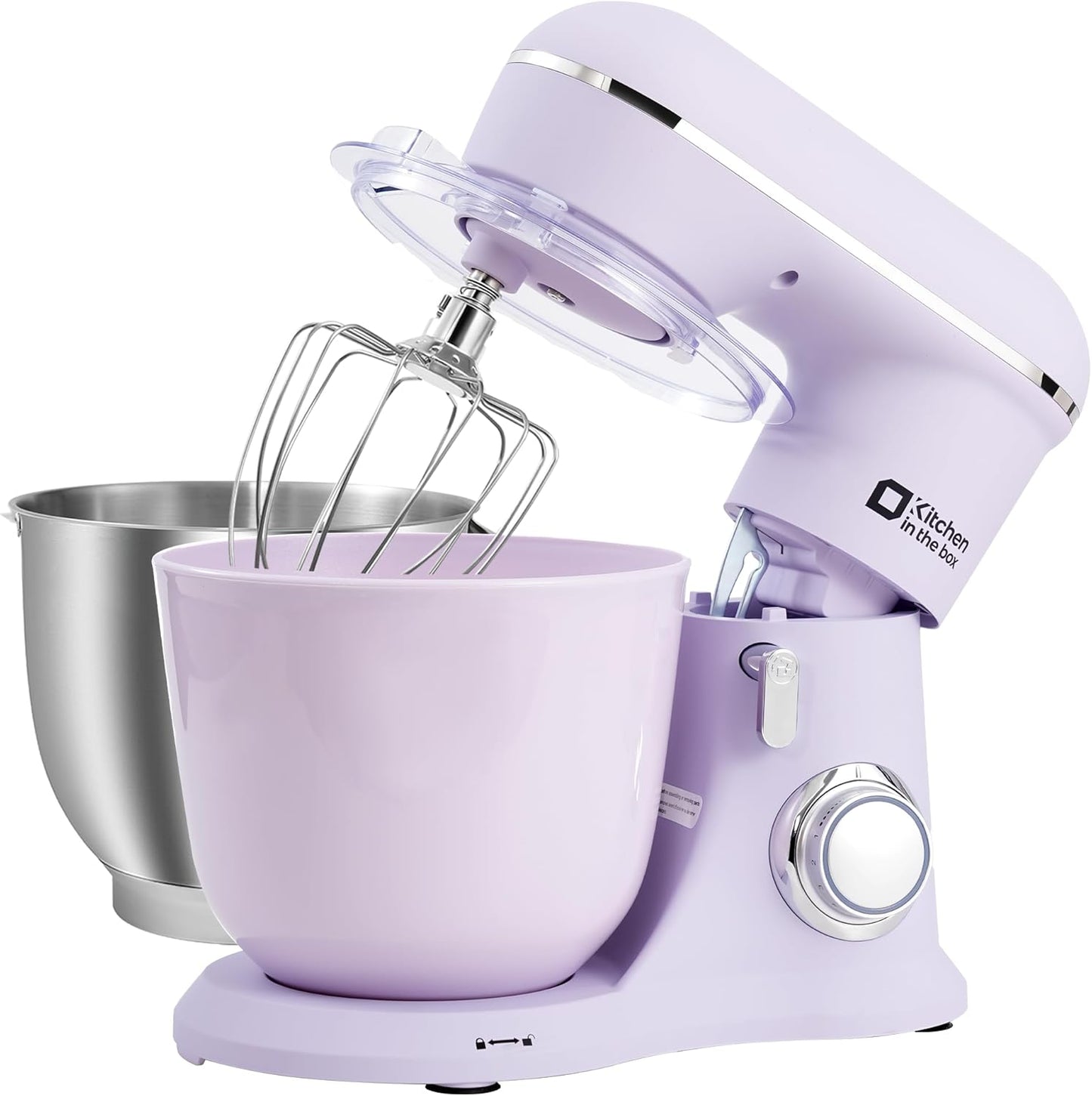 Kitchen in the box Stand Mixer, 4.5QT+5QT Two bowls Electric Food Mixer, 10 Speeds 3-IN-1 Kitchen Mixer for Daily Use with Egg Whisk,Dough Hook,Flat Beater (Lilac, 5QT)