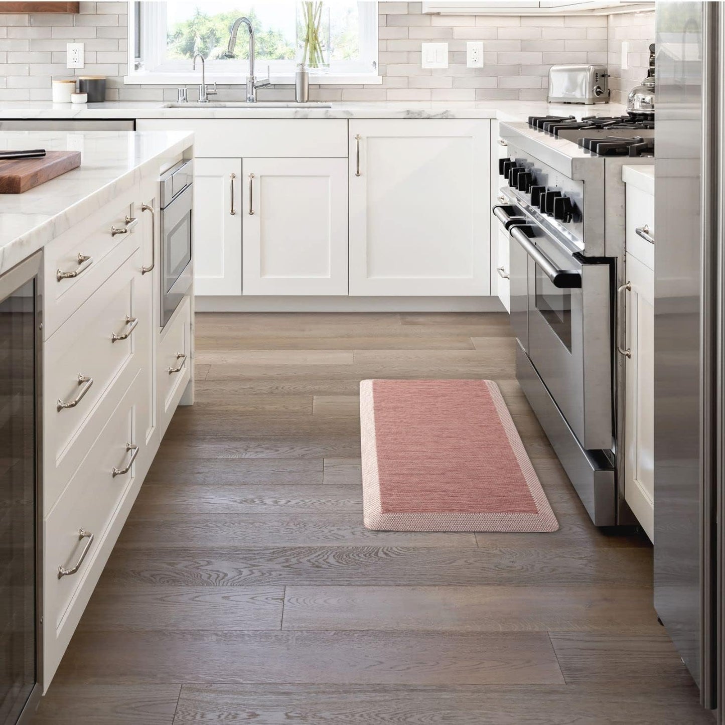 Martha Stewart Mira Modern Heathered Anti-Fatigue Air-Infused Kitchen Mat, Spice Red, 19.6"x39"