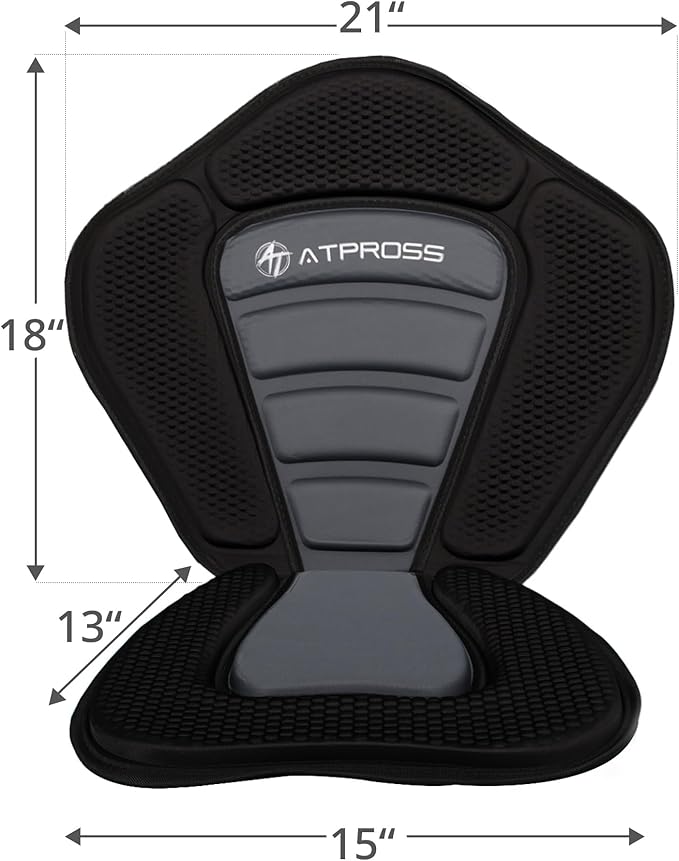 Standard Padded Kayak Canoe Seat Adjustable Backrest with 4 Straps Durable Sit-On-Top Cushion for Kayaking, Rafting & Fishing