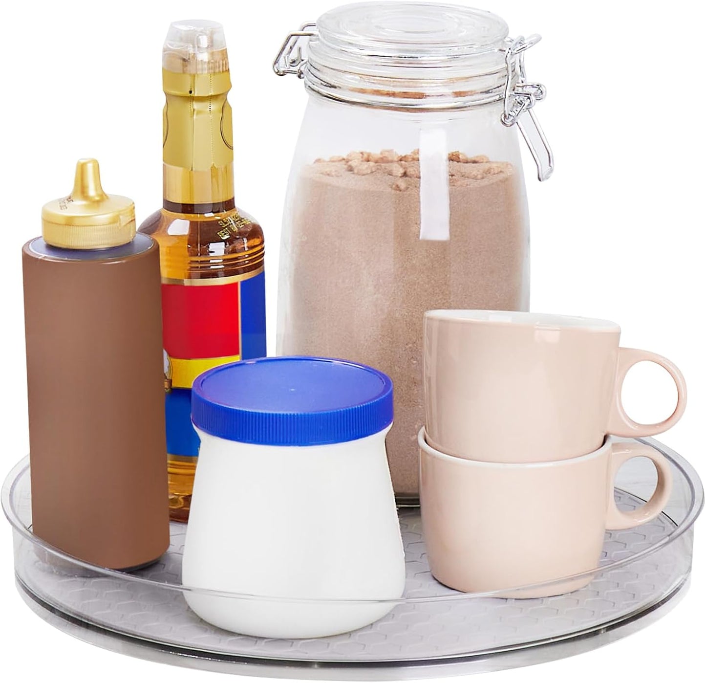 Spectrum XL Lazy Susan Organizer 12.25 in for Large Cabinet Fridge Pantry Table Shelf Bath Kitchen Organization, Oyster Gray Extra Large Rotating Turntable Storage for Condiments Spice Bottles