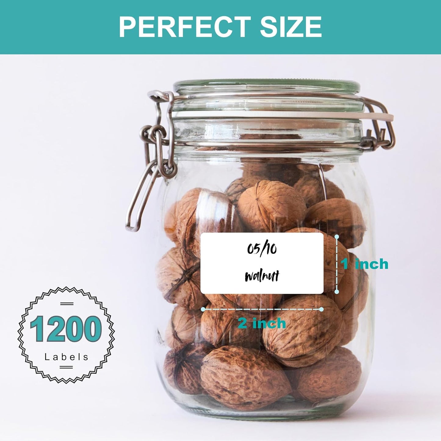 CATIFLIN 1200 Blank Removable Freezer Labels, Waterproof & Oil Resistant Stickers with Perforation Line, Ideal for Food Containers, Jars, and Pantry Organization (1" x 2")