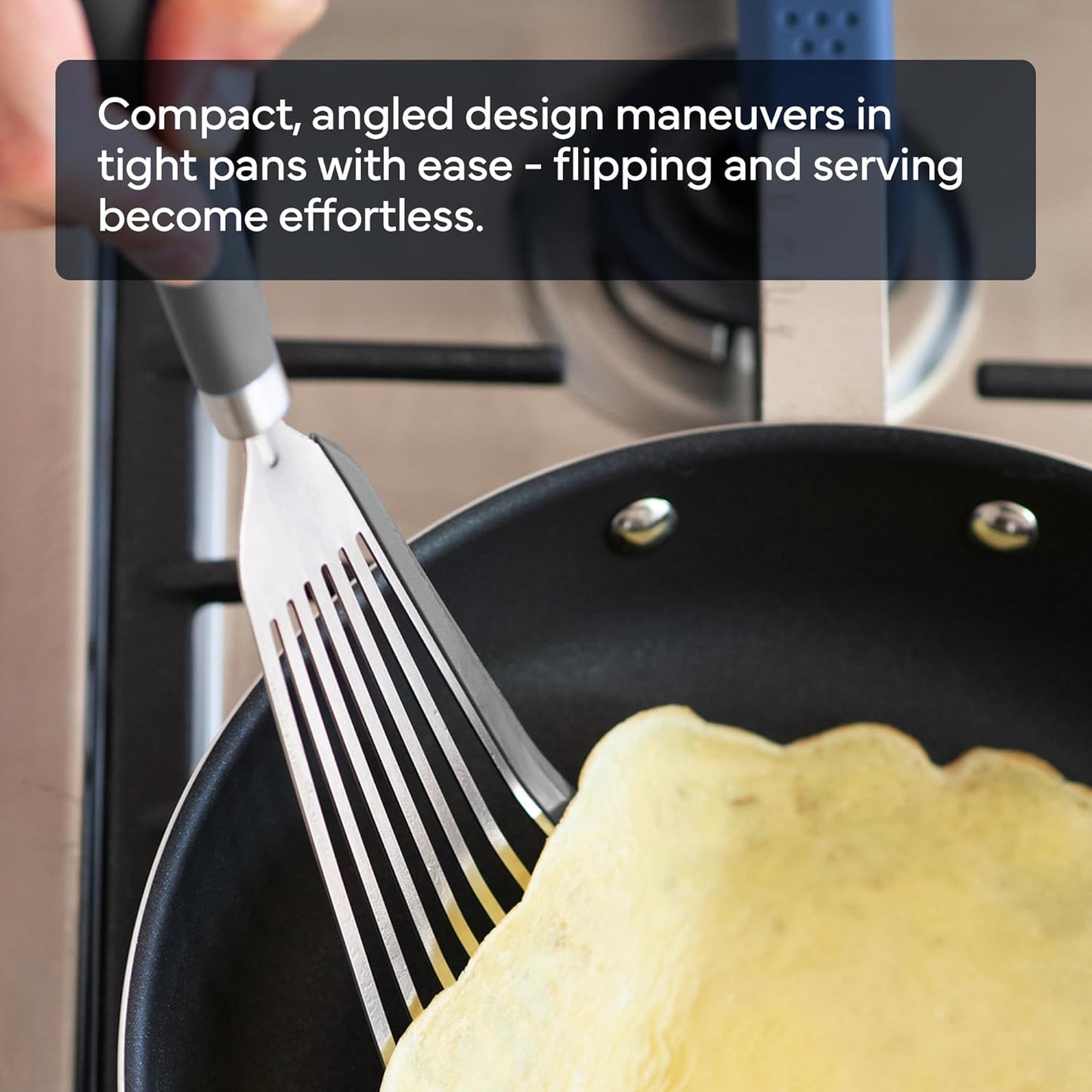 Misen Fish Silicone Spatula - Slotted Turner for Cooking - Perfect for Frying - Heat Resistant - Dishwasher Safe -1mm Thick Flexible Flipper - Soft Silicone Grip Handle for Easy Use