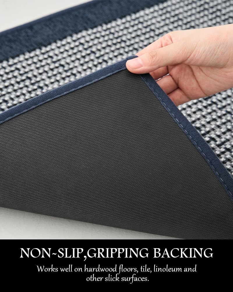 PADOOR Kitchen Mats for Floor, Kitchen Rugs Non Slip Washable, Rubber Backed Kitchen Runner Super Absorbent Kitchen Floor Mat Sink Rug, 20”x32” Blue