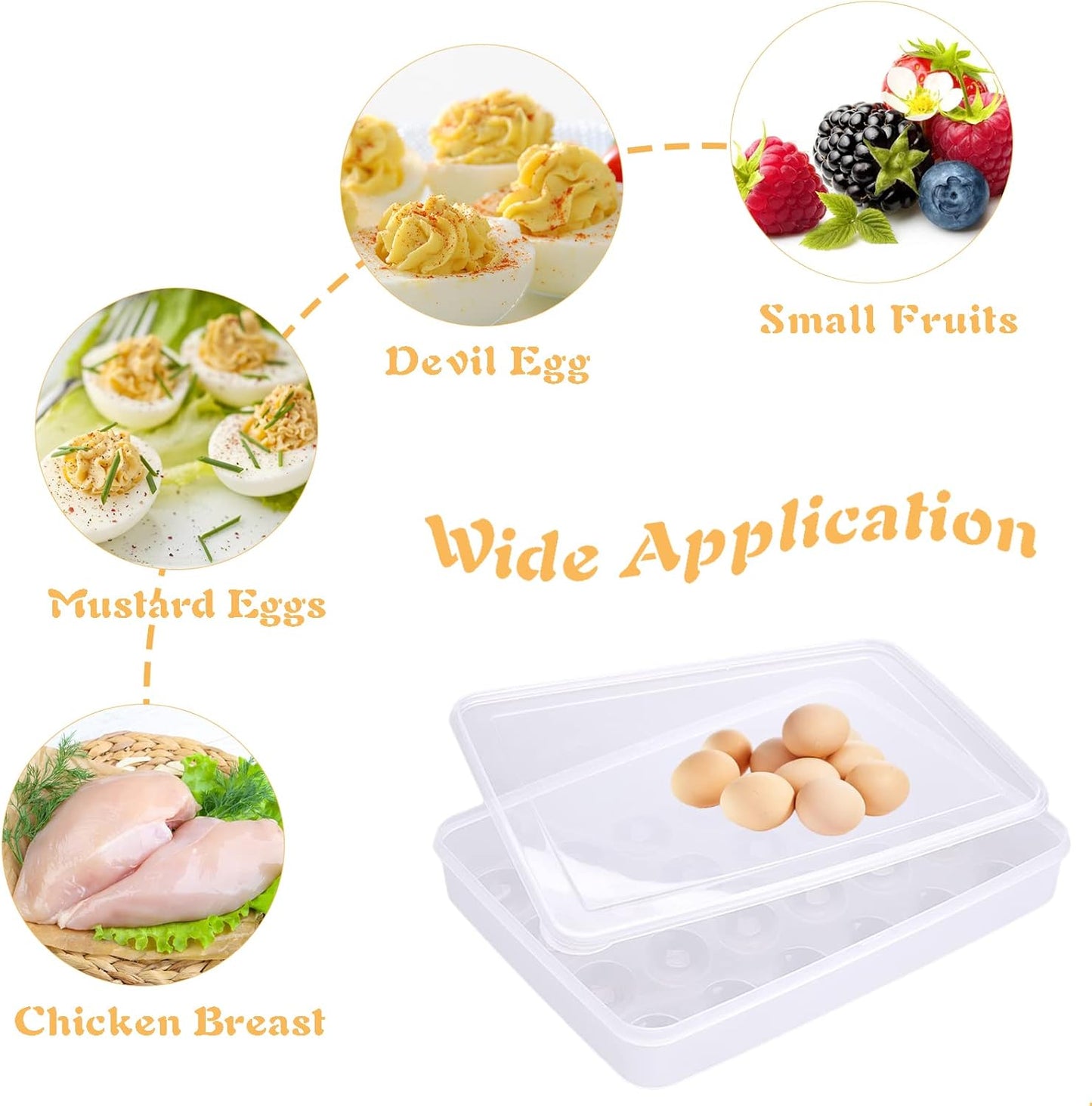 96 Egg Holders for Refrigerator,4 Set Clear Deviled Egg Tray with Lid,Plastic Egg Storage Container,Egg Organizer for Protect and Keep Fresh,24 Egg Tray x 4 Pack