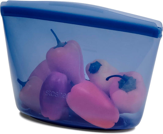 Stasher Premium Silicone Reusable Food Storage Bowl, Deep Ocean, Microwave, Sous Vide, Dishwasher, Oven and Freezer Safe, BPA Free, Leak-free, Eco-friendly, 4-Cup Bowl