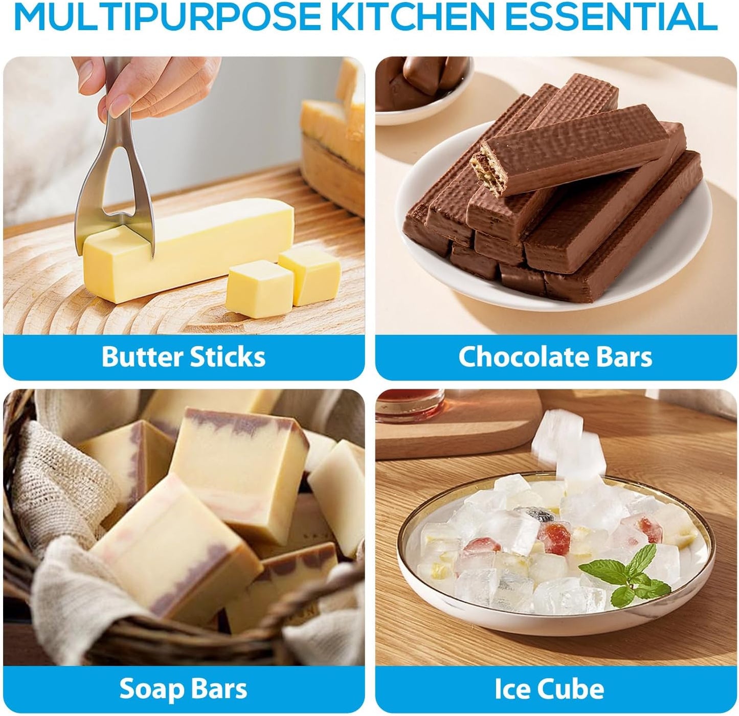 2PCS Silicone Butter Mold with Lid & Spatula, Non-Stick Butter Maker Tray and Container for Homemade Butter Storage, Baking, Freezing