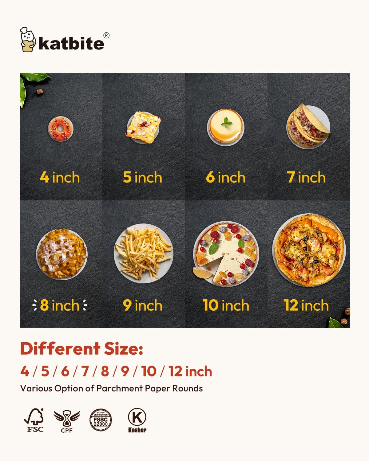 Katbite Heavy Duty Parchment Rounds 8 Inch 200 Pcs, Parchment Paper Rounds Available, Uses for Cake Baking, Air Fryer Liners