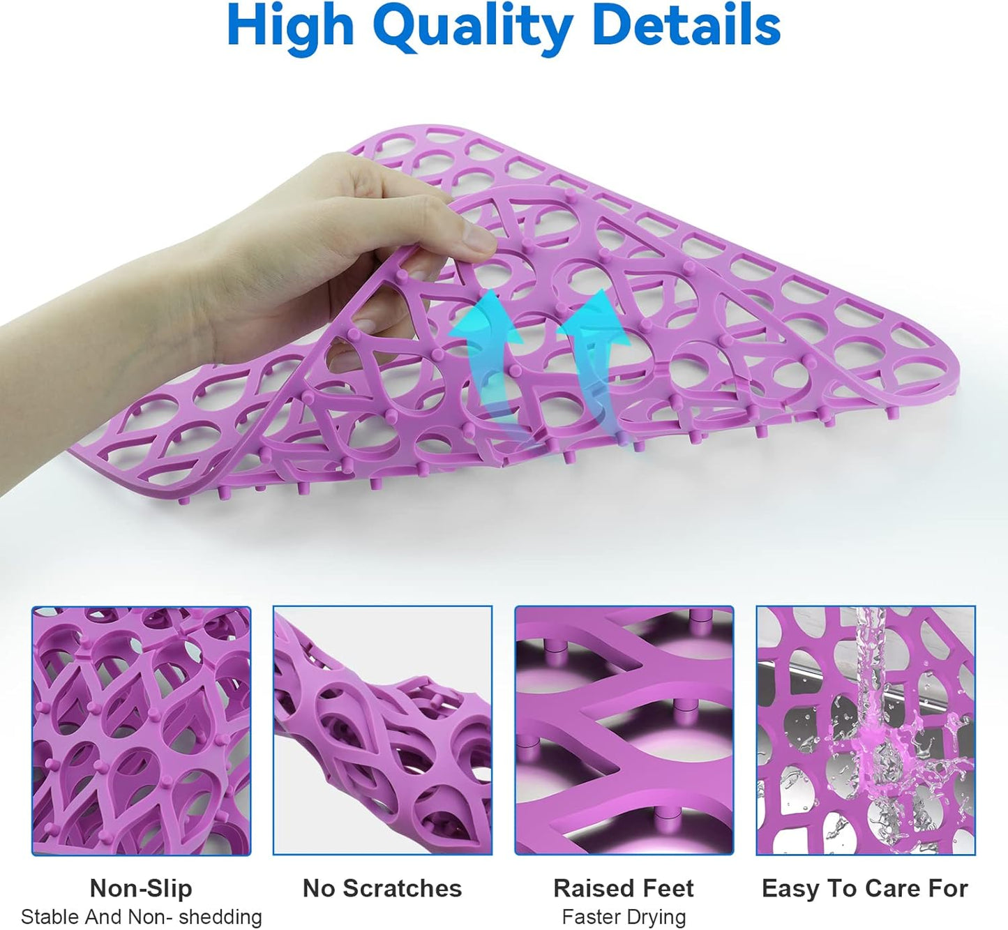 Sink Protectors for Kitchen Sink, 13.58"x 11.6" 2PCS Dish Rack, Protect from Stains, Damage, Scratches, Dishwasher Safe Grid, Silicone Mat for Kitchen Purple