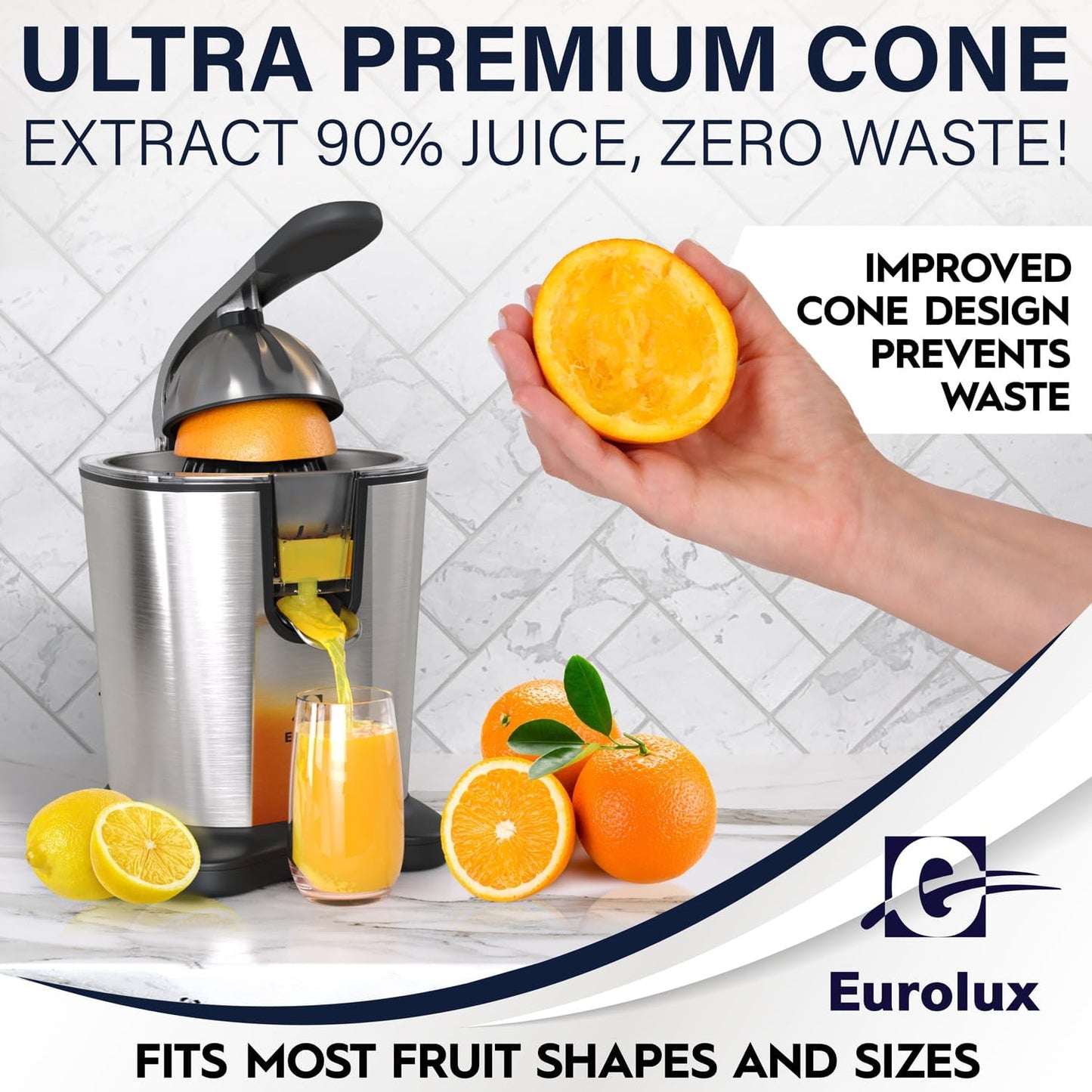 Eurolux Electric Citrus Juicer Power Pro - With 300 Watts of Power, This is The Most Powerful Juicer, for an Easy Smooth Juicing Experience | with Its New Updated Design