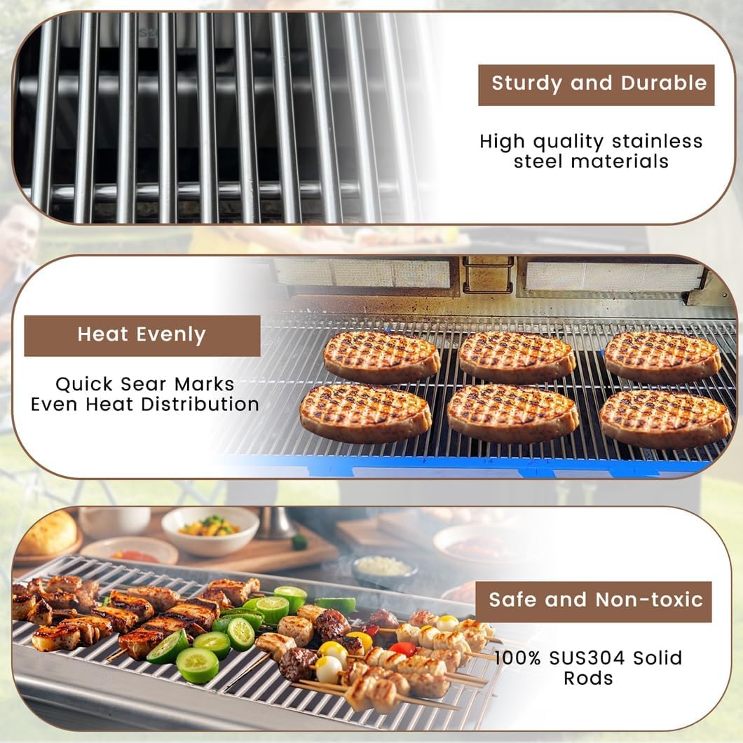 SF301C (3-Pack) 18 3/4" Stainless Steel Cooking Grid for Master Forge B10LG25 Members Mark B09SMG1-3F, B09SMG-3, BQ05046-6, BQ05046-6A, BQ06042-1 Grill BBQ Tek GSC3219TA, GSC3219TN,