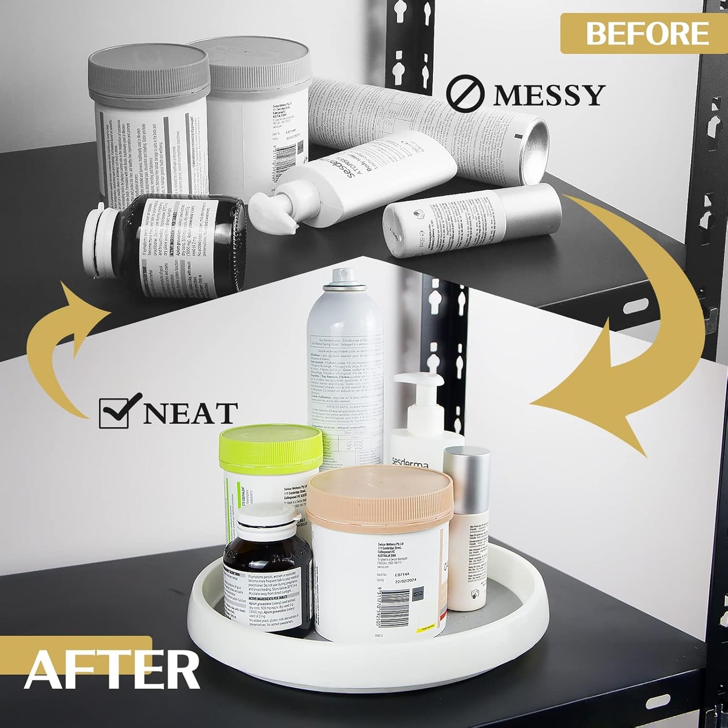 Non Skid Lazy Susan Turntable,Single Round Rotating Kitchen Spice Organizer for cabinets,Pantry, Bathroom, Refrigerator (10Inch)