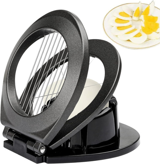 Egg Slicer, BIBURY Egg Slicer for Hard Boiled Eggs, Egg Cutter Heavy Duty Aluminium for Egg Strawberry Mushroom Soft Fruit, Stainless Steel Wire with 3 Slicing Styles - Grey