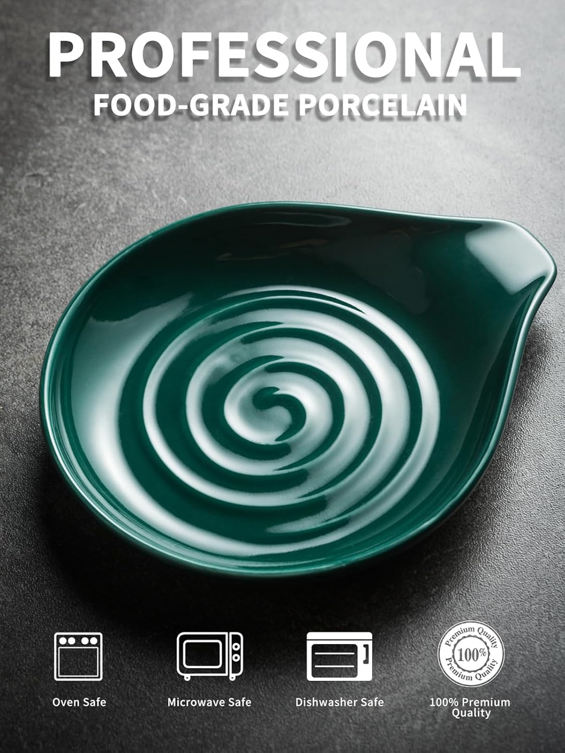 Spoon Rest for Stove Top Cooking Spoon Holder for Kitchen Countertop Large Holder for Spatula, Spoons or Tongs, Framhouse Decor, Green