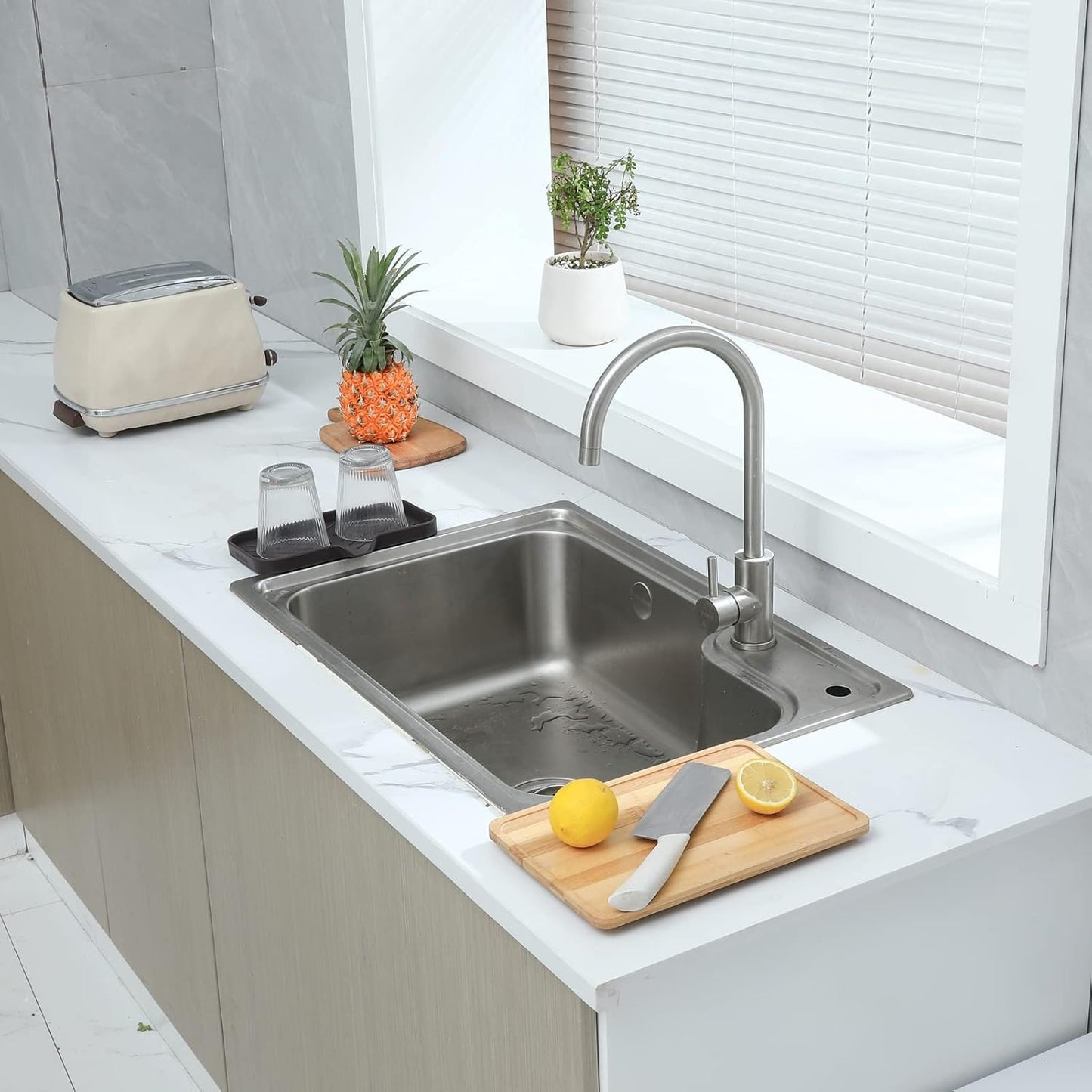 Silicone Bathroom Soap Dishes with Drain Spout-Bathroom and Kitchen Sink Organizer,Sponge Holder,Dish Soap Tray,Perfect for Dispenser,Scrubber,Bottle,Cup on Sink or Counter-Coffee 9.6"×5.3"