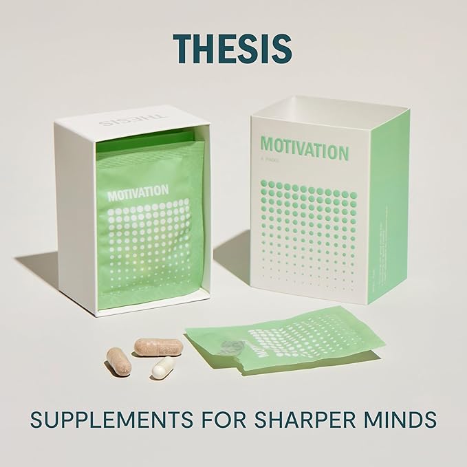 Thesis Motivation - Nootropic Brain Support Supplement - Promote Healthy Brain Energy, Focus & Beat Procrastination - Artichoke Extract, Dynamine & More - 1 Month Supply (24 Servings)
