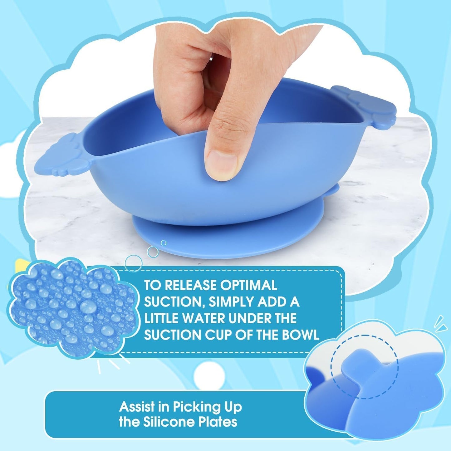 6 Pack Stainless Steel Bowls,suction two-in-one, BPA-free detachable silicone sleeve, anti-slip, heat-resistant, unbreakable, dishwasher safe, suitable for fruits, vegetables and rice