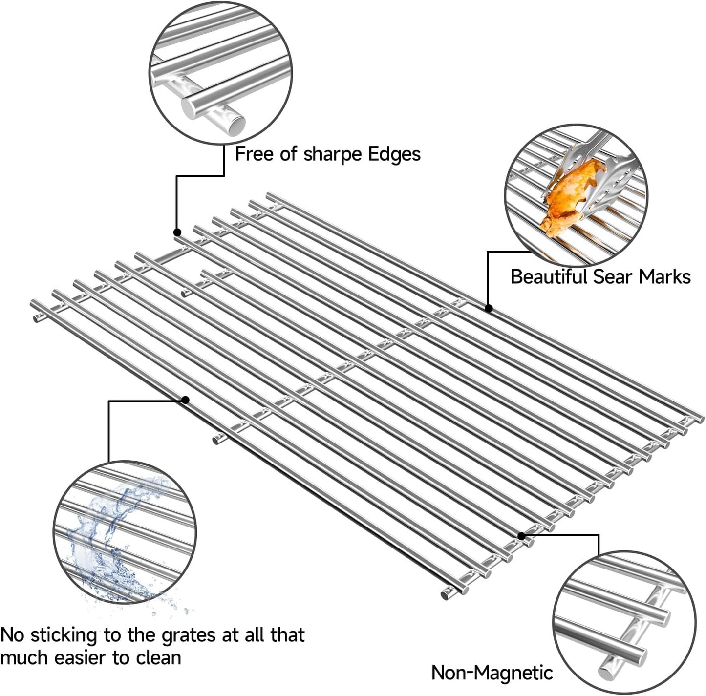 Stainless Steel Cooking Grates for Charbroil Commercial Infrared 463355220 463242516 463242515 466242615 463243016, for 463346017 466242616 463367016 463246018, G466-0025-W1A Replacement Parts