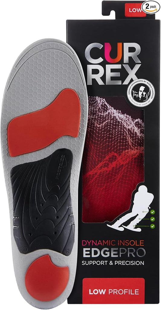 CURREX EdgePro Thermo Regulating Ski Boot Insoles for Snowboarding, Skiing, & Winter Sports ??Ski Boot Inserts with Shock Absorbing Cushioning ??for Men & Women ??Low Arch, Small