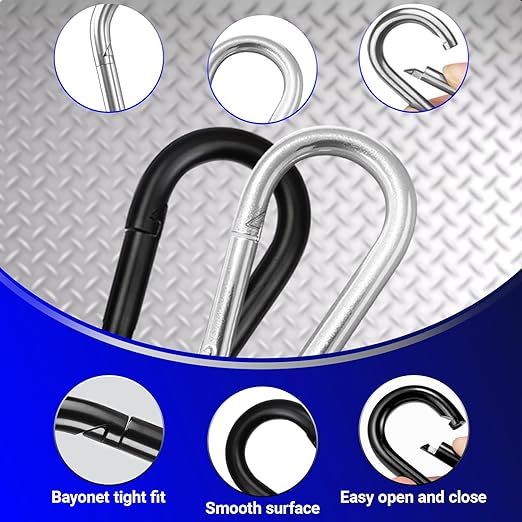 1.97" Spring Snap Hook Carabiners, 12 Pcs Galvanized Steel Black Small Carabiner Clip, Keychain Clip, Quick Link Key Chain for Hammock Swing Set Outdoor Travel, Camping, Fishing, Hiking