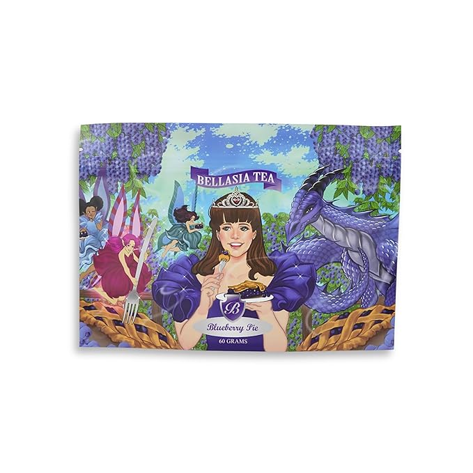 Bellasia Tea Blueberry Pie for Kids Using Real Fruit Pieces - Caffeine Free Herbal Tea Blend with Real Ingredients & Balanced Flavor- Add Loose Leaf Tea to Your Child’s Routine for A Fun & Tasty Drink. 20-25 Cups