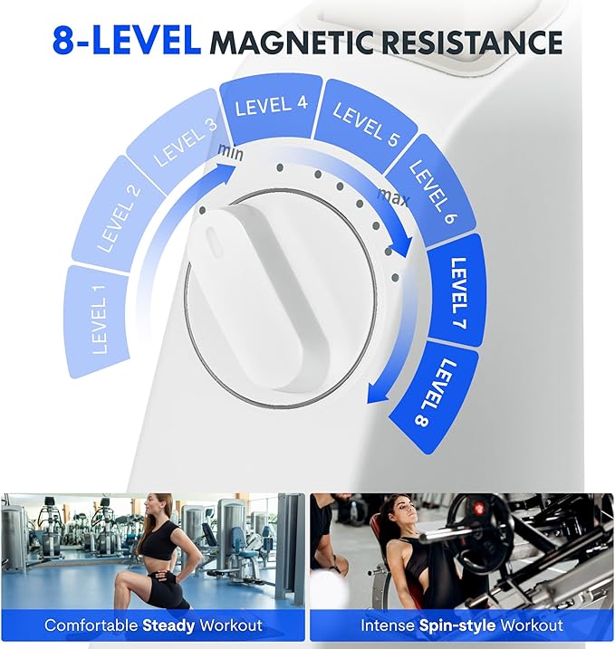 FLEXISPOT Exercise Bike with 2D Desktop, Space Saving Under Desk Bike with Removable Desk, Stationary Bikes Indoor Bikes with 300LBS Heavy Duty 8-Level Resistance Flywheel Optional LCD, V9PRO/V9MAX