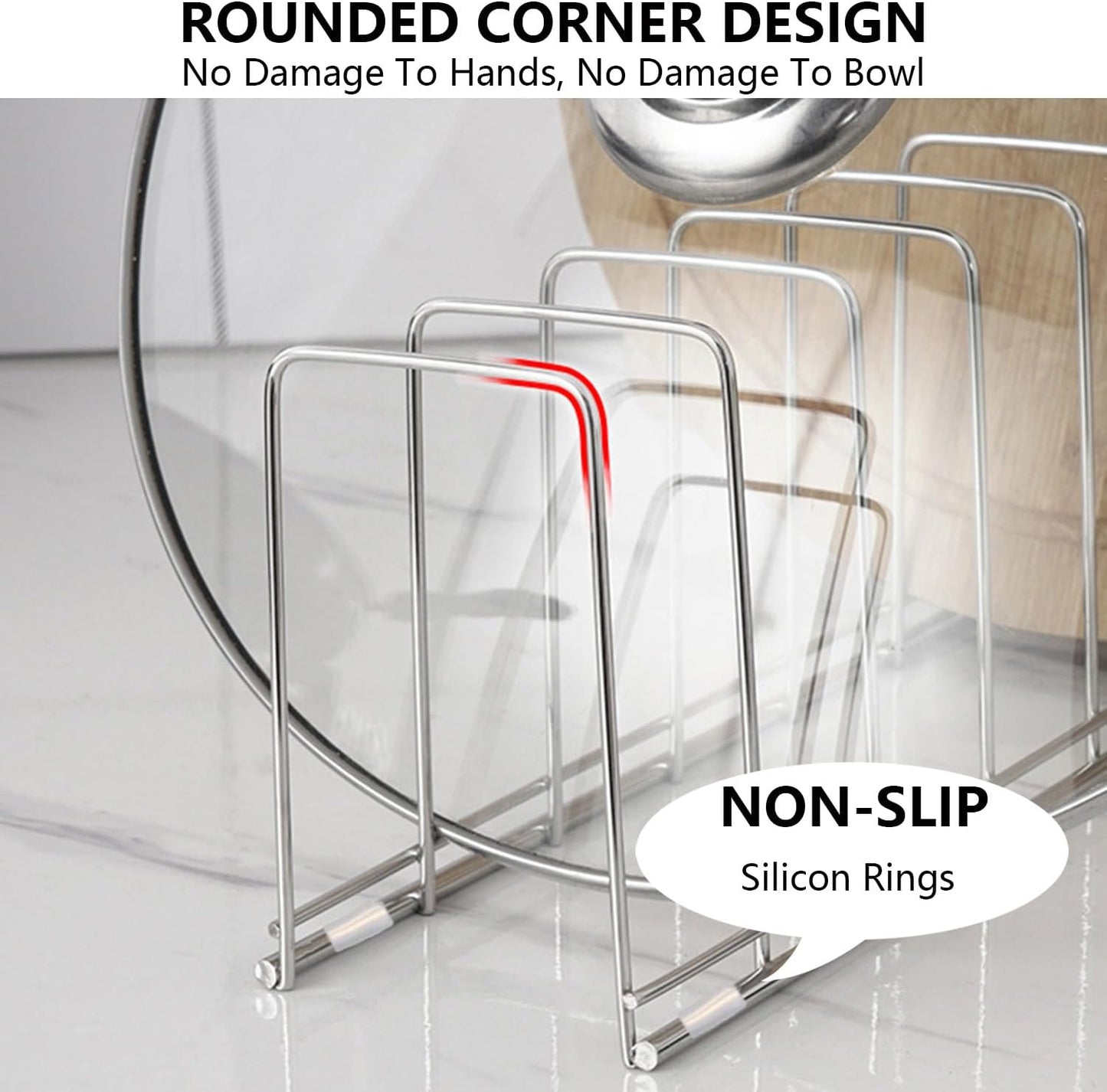 2PCS Dish Rack, Stainless Steel Small Bowl Drainer, Pot Lid Holder, Plate Organizer for Cabinet for Plates Cutting Boards, Bakeware, Cooling Racks, Pots & Pans, Chrome