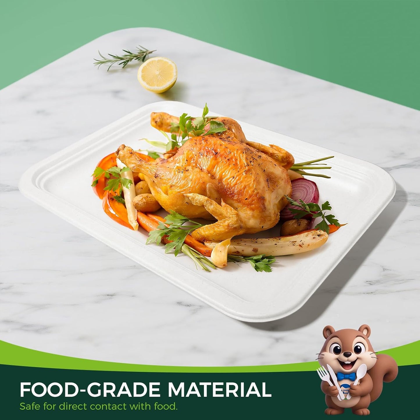 100 Pack 14 Inch Disposable Compostable Food Trays, Heavy-Duty White Paper Plates for Crawfish Boil, Lobster, Thanksgiving, Parties, Large Serving Platters