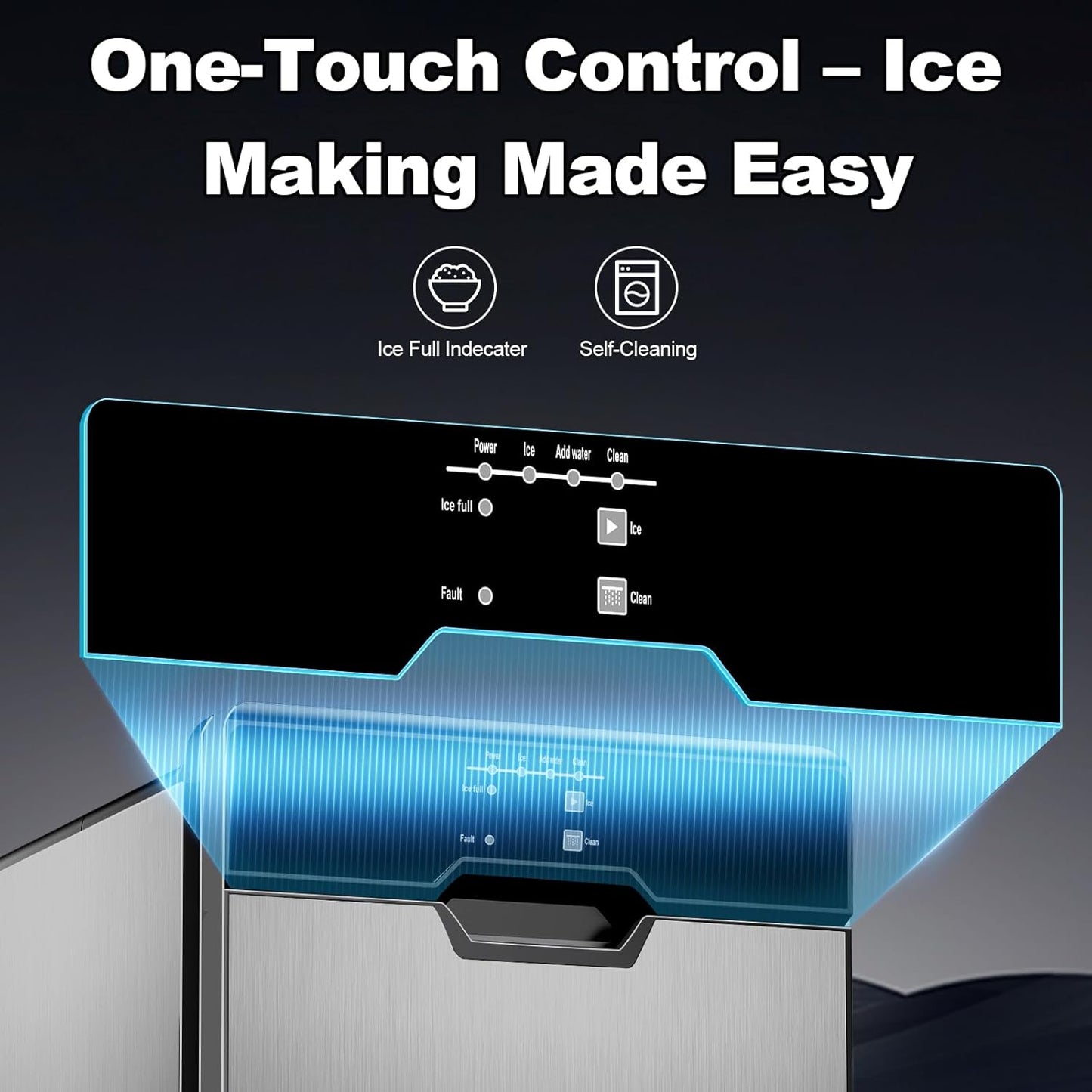 Nugget Ice Maker – 40 lbs/Day Countertop Ice Machine with 10Lbs Storage Bin, Chewable Ice Machine Maker Self-Cleaning, Stainless Steel, Dual Water Inlet Mode, Portable for Home Kitchen Bar Office