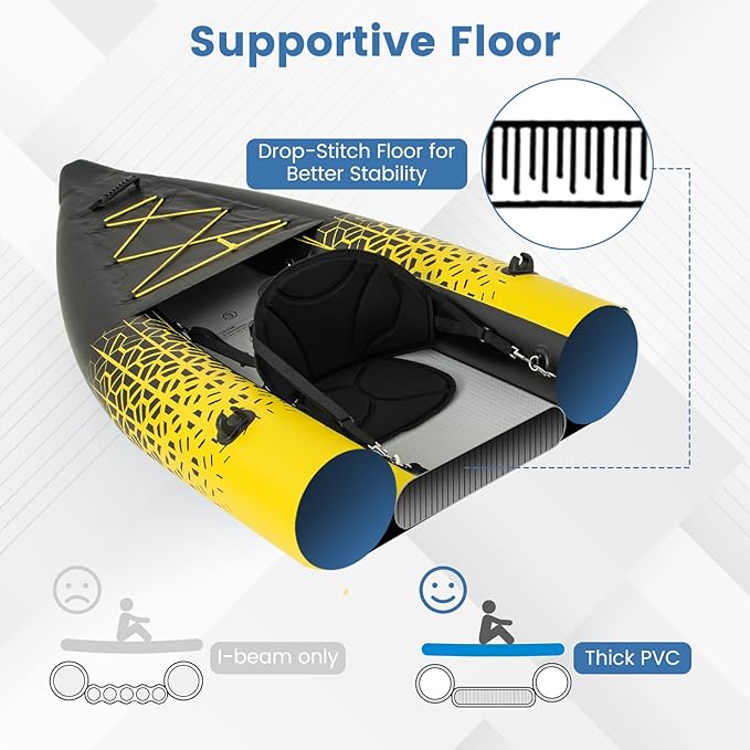 S AFSTAR Inflatable Kayak, 2 Person Canoe with 507 lbs Capacity, Drop-Stitch Floor, All Accessories & Carry Bag, 12.5 ft Large Sit in Tandem Kayak for Fishing, Camping & Exploring for Adults