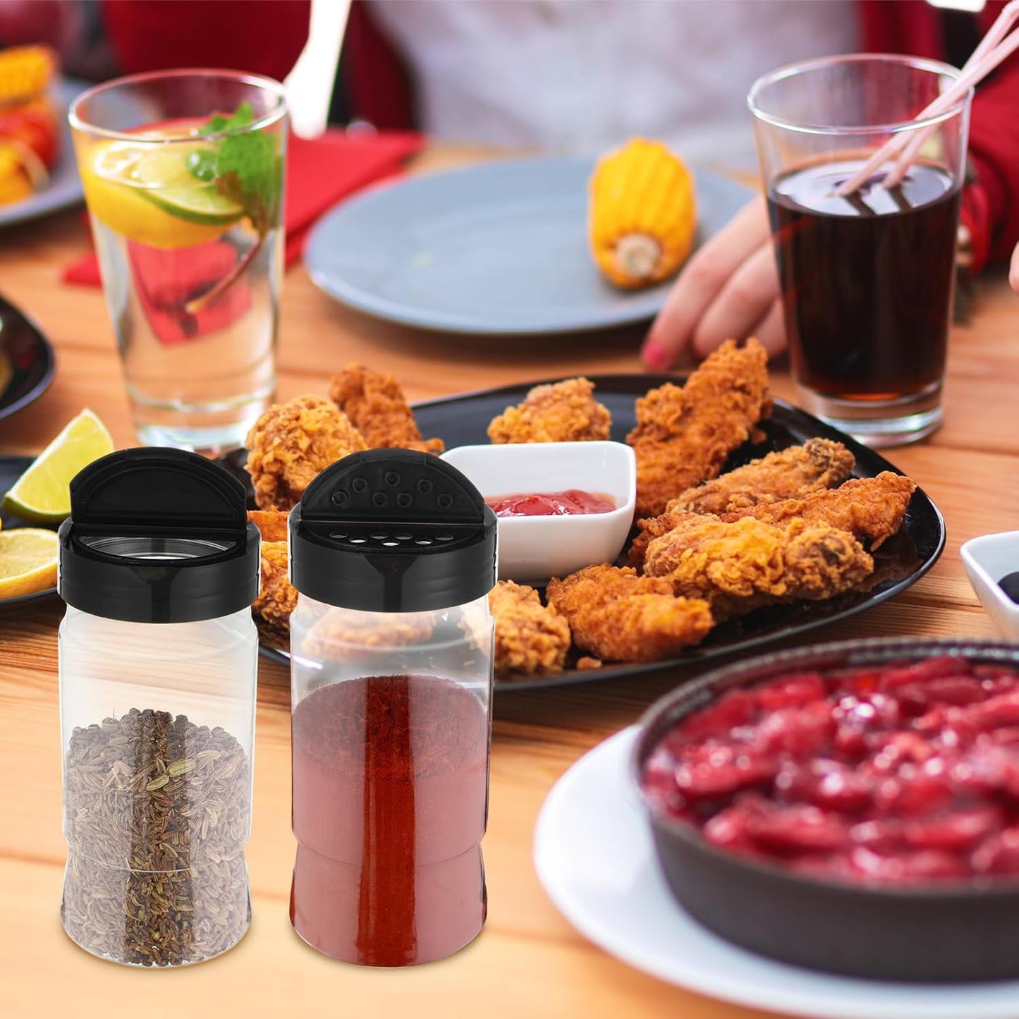 30 Pack 10.1 oz Plastic Spice Jars with Shaker Lids Clear Seasoning Containers Bottles for Kitchen Storing Spice Herbs Seasoning Powders