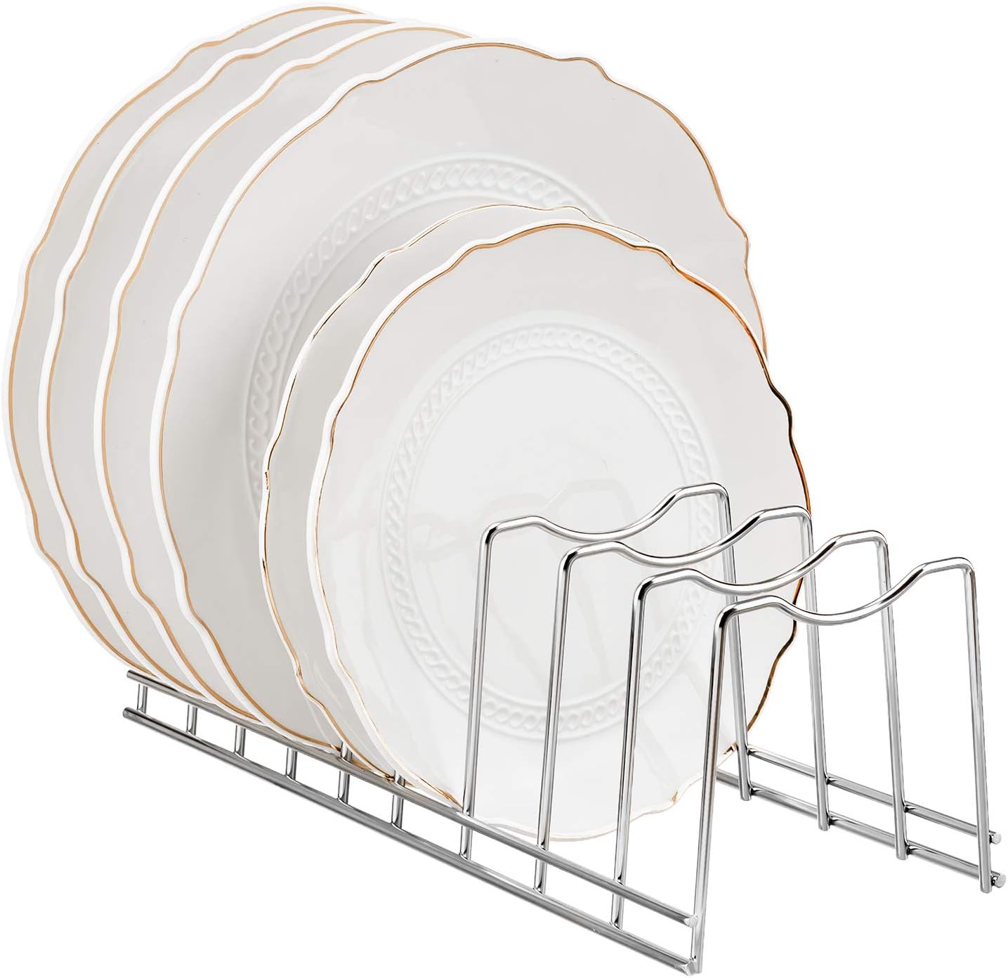 Pot Lid Organizer, Kitchen Pot Lid Rack Holder, Rest Cutting Board, Baking Sheet, Pots & Pans, Serving Trays, Stainless Steel (Silver, 2)