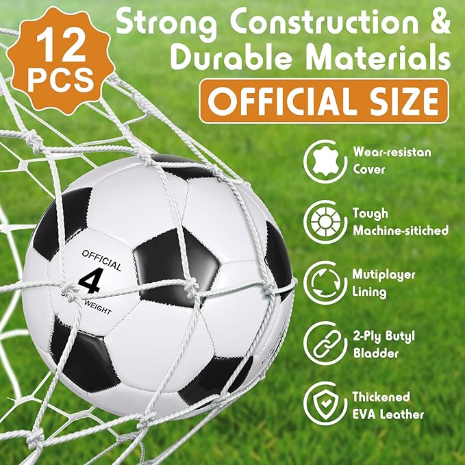 12 Pack Operation Christmas Bulk Items Soccer Ball with Pump Needles, Official Size 3/4/5 Soccer Ball Deflated Gift for Christian Charity Donation Training Practice
