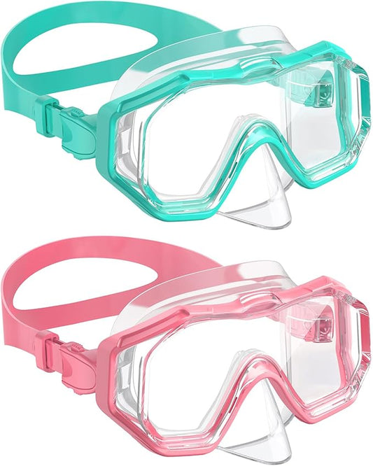 W WSTOO Kids Swim Goggles with Nose Cover,Snorkel Diving Swimming Mask for Youth 5-15,HD 3-Window Wide Vision Anti-Shattered Lens Anti-Fog&Leak