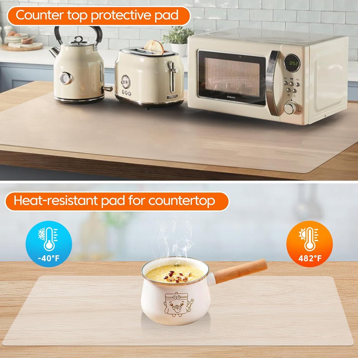 Extra Large Silicone Mat for Kitchen Counter, Heat Resistant Mats for Countertop, Bar mat, Skin-Friendly Surface Countertop Protector, Pet Feeding Pad, Freely Cuttable (Translucent, 20"x80"x1.6 mm)