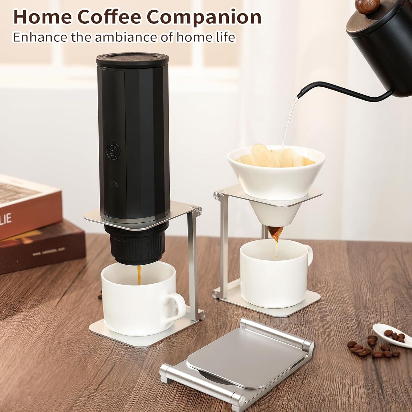 Pour over Dripper Stand,Portable & Foldable Espresso Machine Stand,Office coffee stand with base,Suitable for office,home,camping
